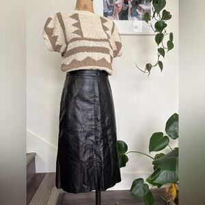 Vintage GAP Black Leather Skirt, Size Small